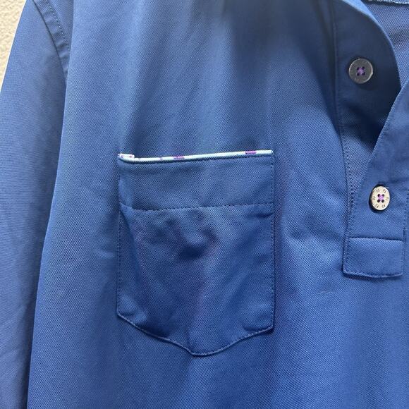 Footjoy Polo Shirt Mens Medium Blue FJ Golf Performance Stretch Tech Tennis - Picture 7 of 9